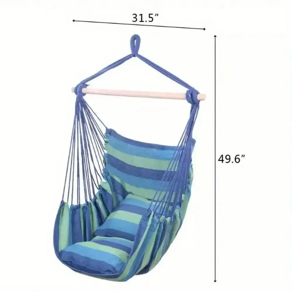 Selected Silla colgante de lona de algodón con cojines – Columpio para patio exterior porche jardín y camping capacidad de 100 kg Premium