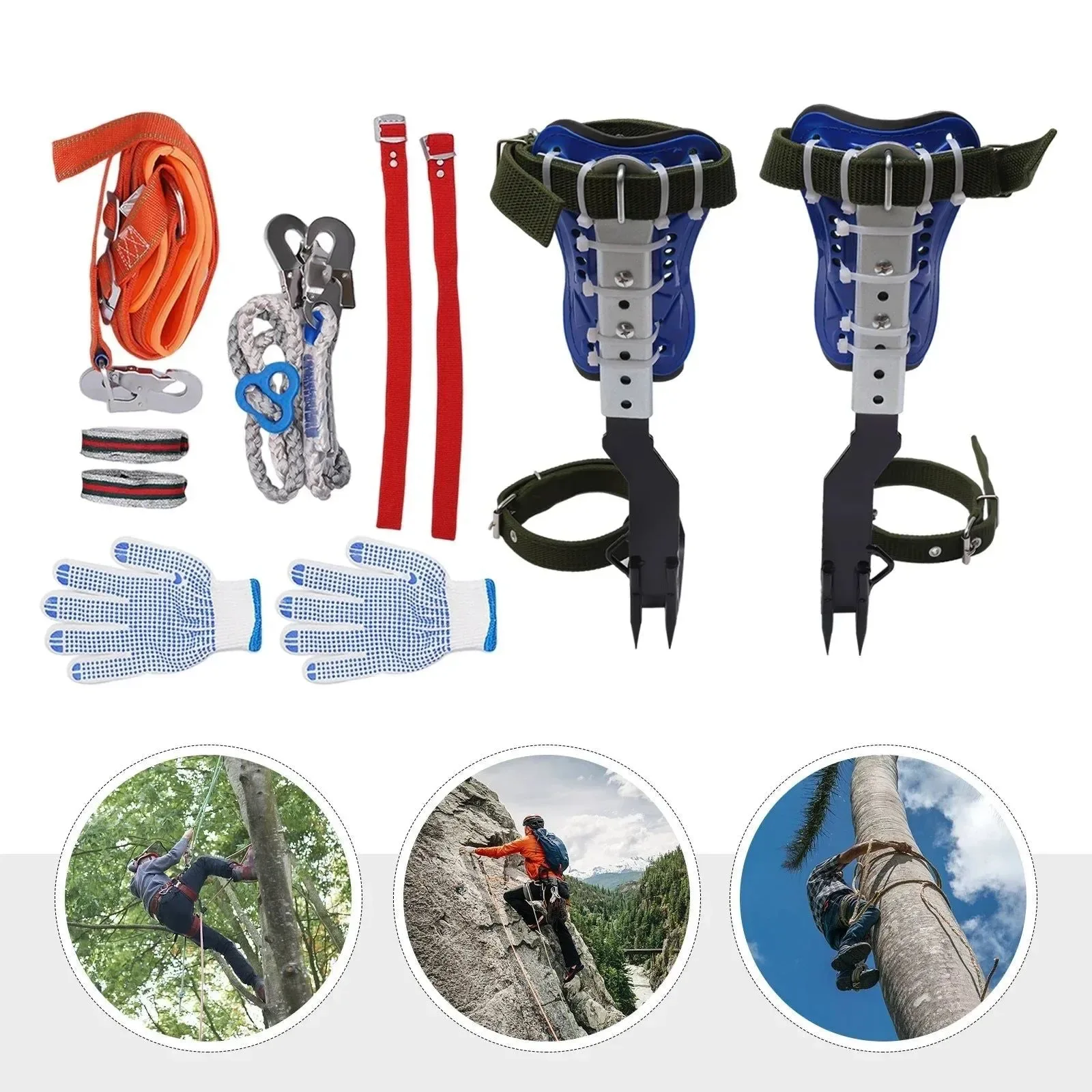 Soft Kit profesional de púas para trepar árboles cinturón de seguridad ajustable y cordón para arboristas Authentic