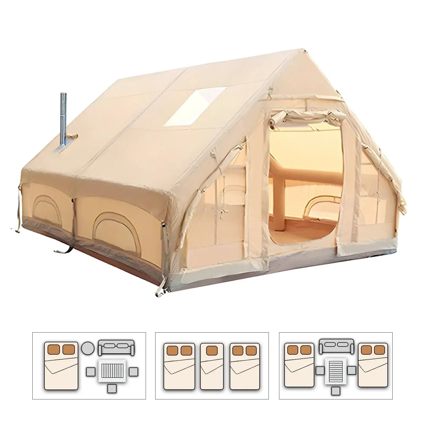 Crafted Large 8 Person Inflatable Camping Tent – Instant Setup 4-Season Family Tent with Hand Pump 3000mm Waterproof Windproof Recyclable