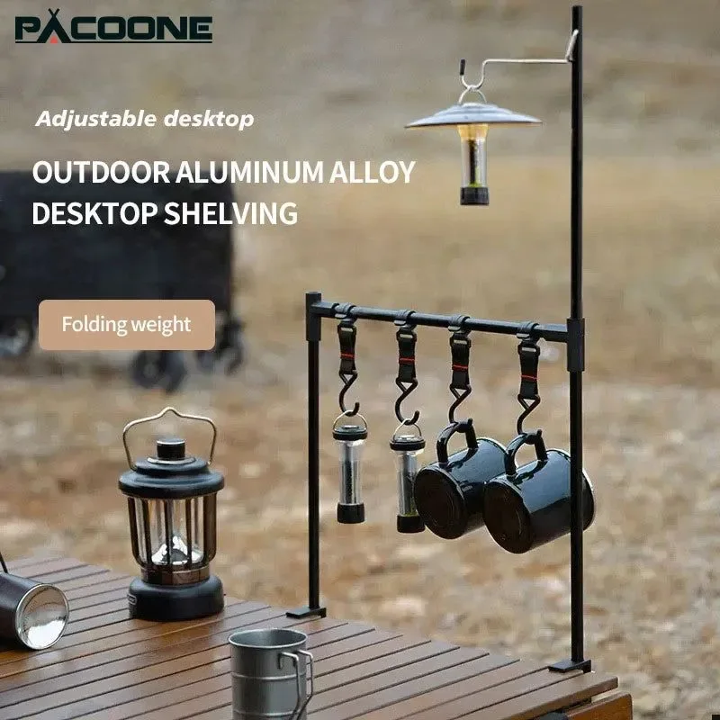 Sophisticated Portable Aluminum IGT Lantern Gear Hanging Stand with Detachable Shelf Casual