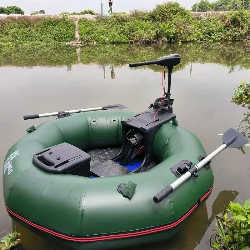 Convenient 2-Minute Foldable Inflatable Fishing Boat with Electric Motor Port 250kg Capacity Solo Pontoon Raft Refined