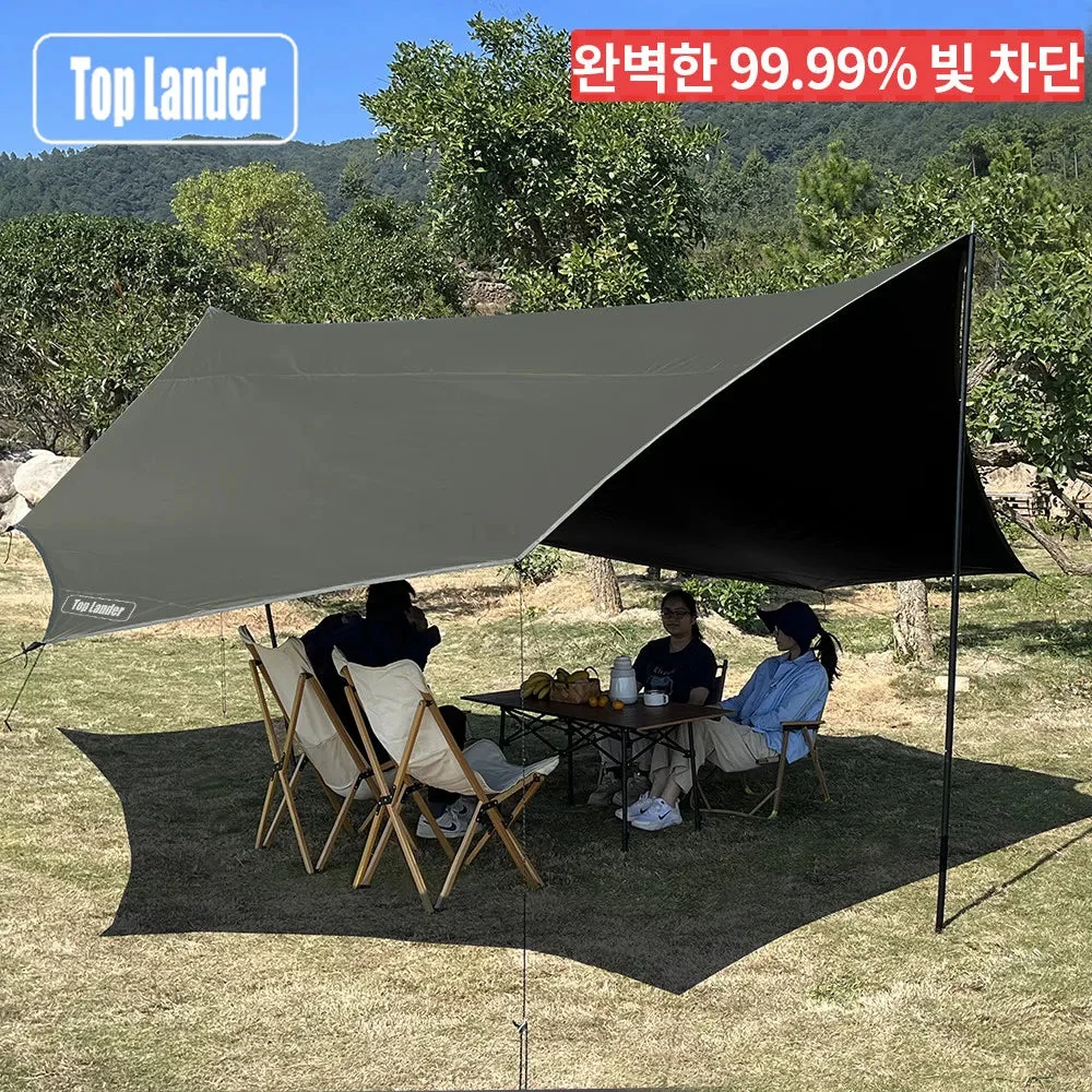 Classic Large Waterproof Camping Tarp 5.1×5.1m – Black Coated Sun Shelter Canopy for Outdoor Camping Shade High-End