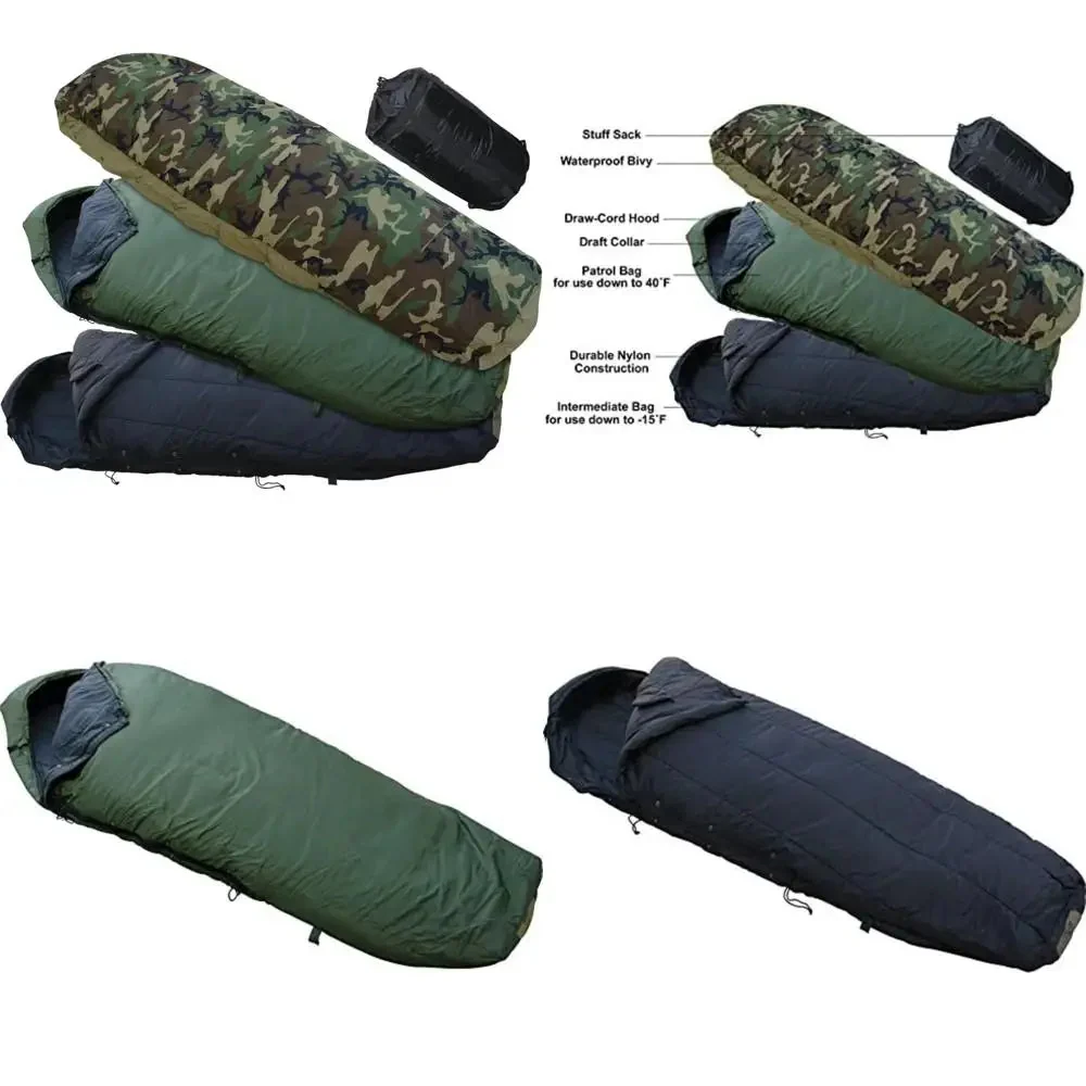 Durable 4-Piece Modular Sleeping Bag System – Extreme Cold Weather Military Style -15°C Rated Easy-to-Use