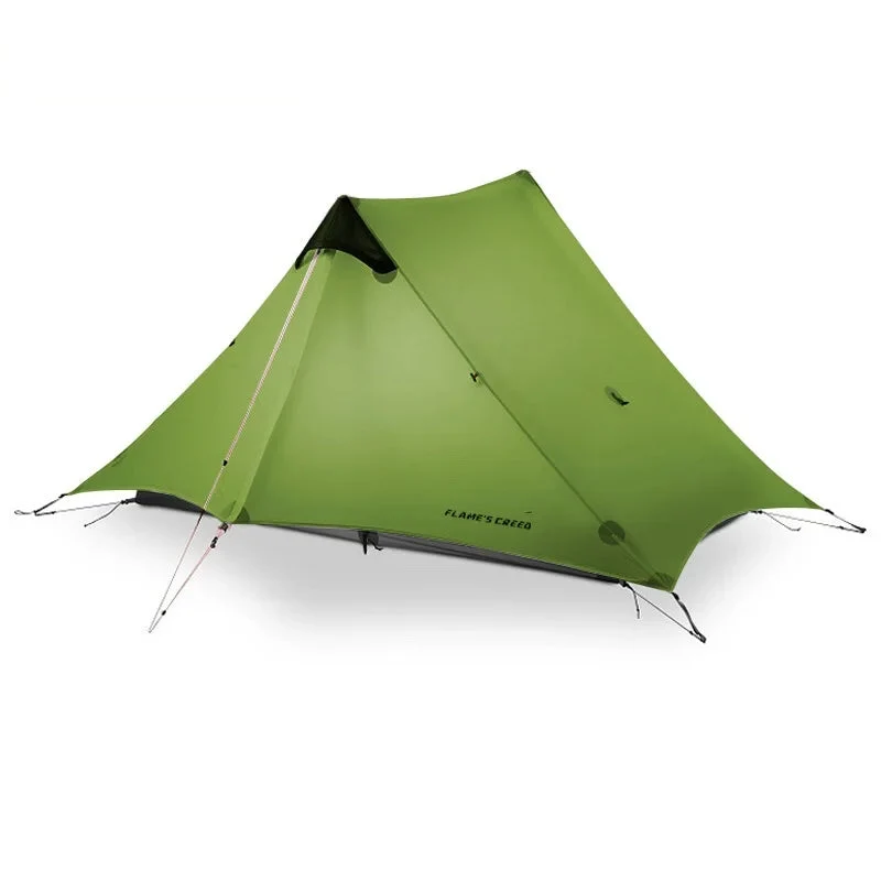 Expertly Made FLAME’S CREED LanShan 2 – 2-Person Ultralight 3-Season Silnylon Rodless Camping Tent Natural