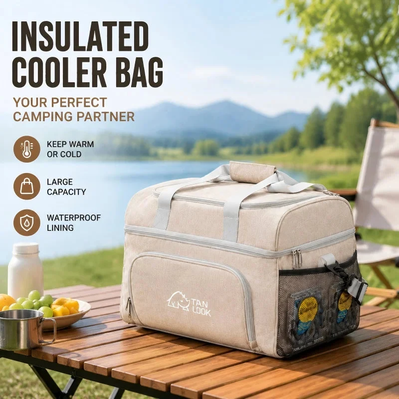 Carefully Designed Large Capacity Insulated Camping Ice Bag – Portable Hand-Held Thermal Cooler Tote for Outdoor Sports Picnics Camping Consistent