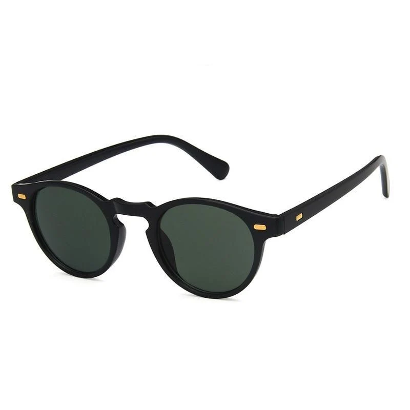 Solid Minimal Round Black Sunglasses Top-Quality