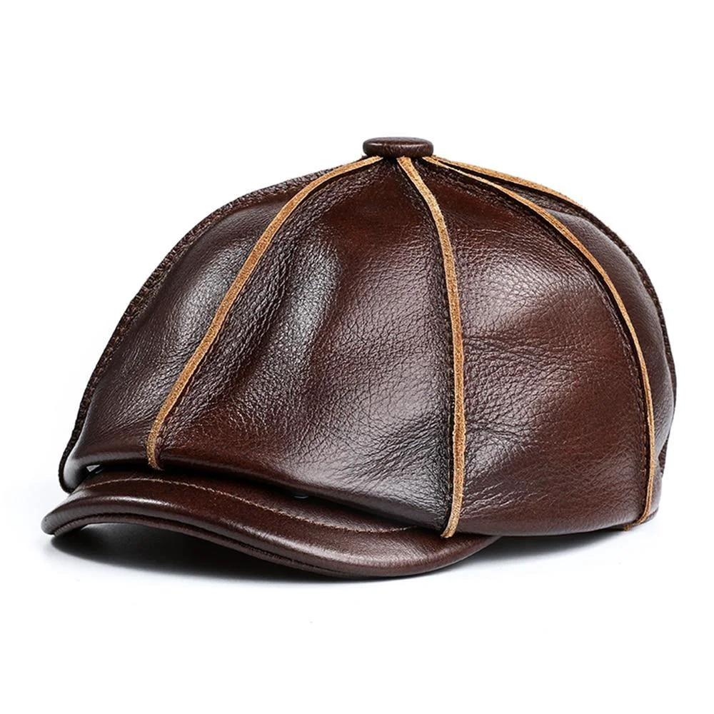 Elite Leather Newsboy Cap With Ear Flaps Excellent