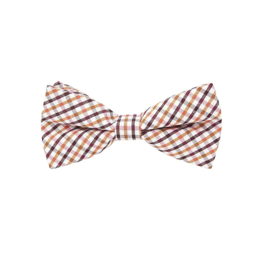 Functional Checkered Cotton Bow Tie Pre-Tied Authentic