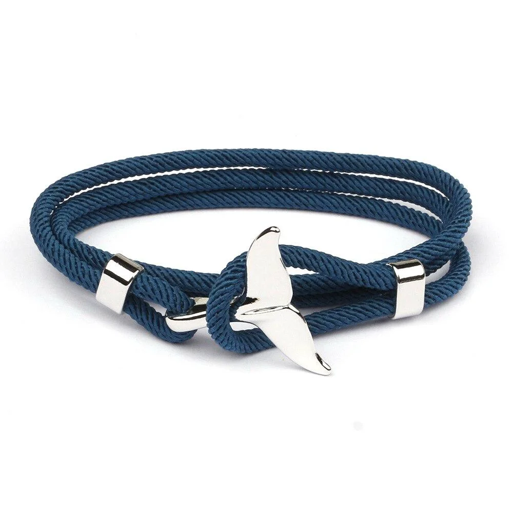 Professional Silver Whale Tail Rope Bracelet Versatile