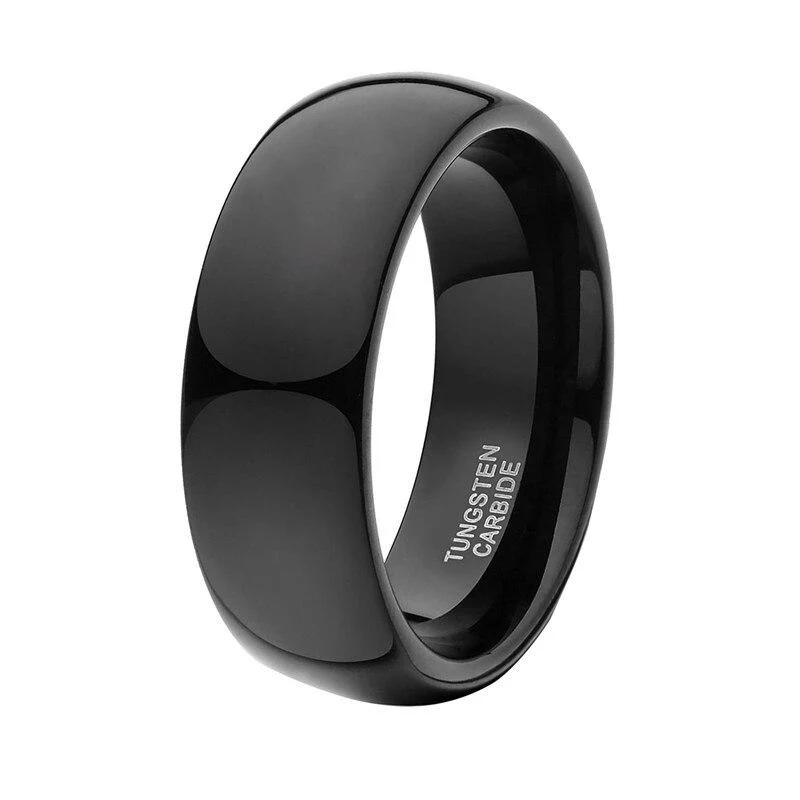 Refined High Polished Black Tungsten Carbide Ring Fashionable