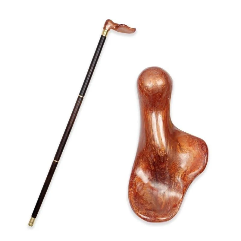 Healthy Jean Wooden Walking Stick With Brown Handle Reusable
