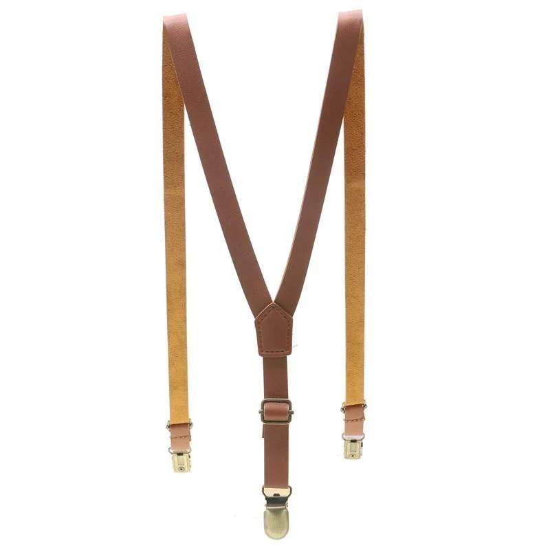 Traditional Skinny Leather Single Clip Suspenders Fine