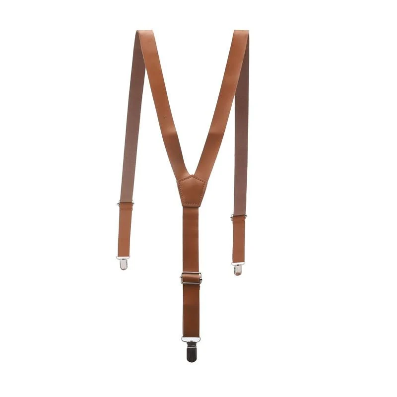 Easy-to-Use Slim Leather Single Clip Suspenders High-End