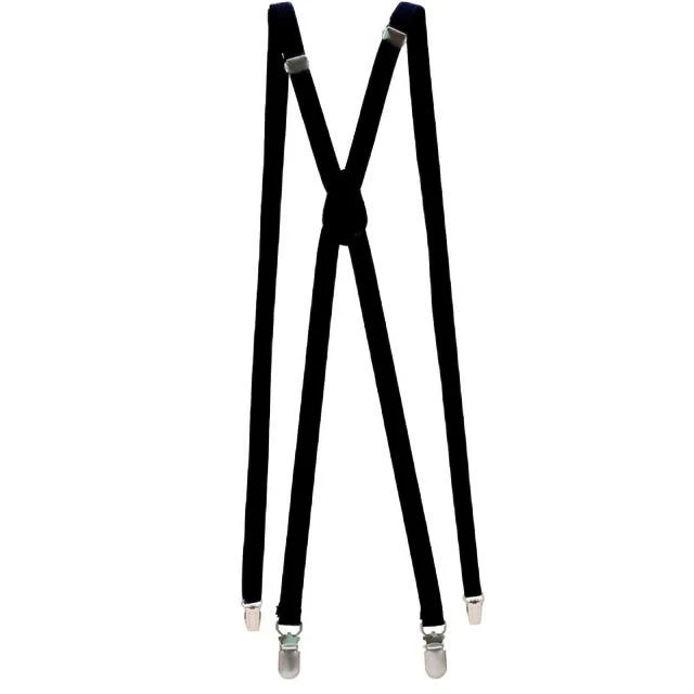 High-End Adjustable Solid Skinny Suspenders With Clips Responsible