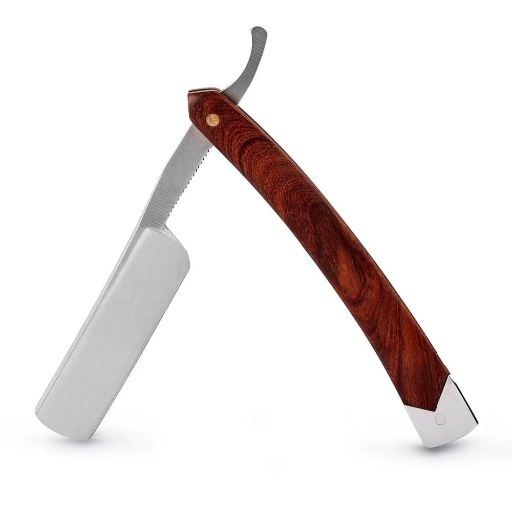 Optimized Bernardo Straight Razor With Wooden Handle Next-Generation