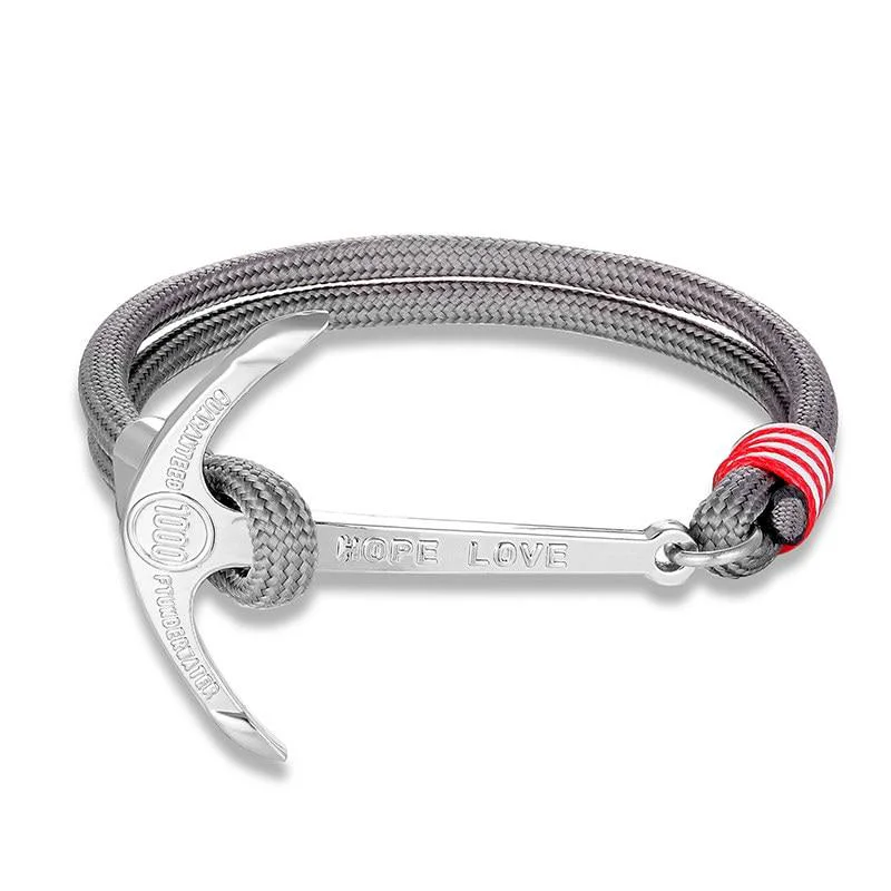 Stylish Anchor of Hope Silver-Tone Nautical Bracelet Soft