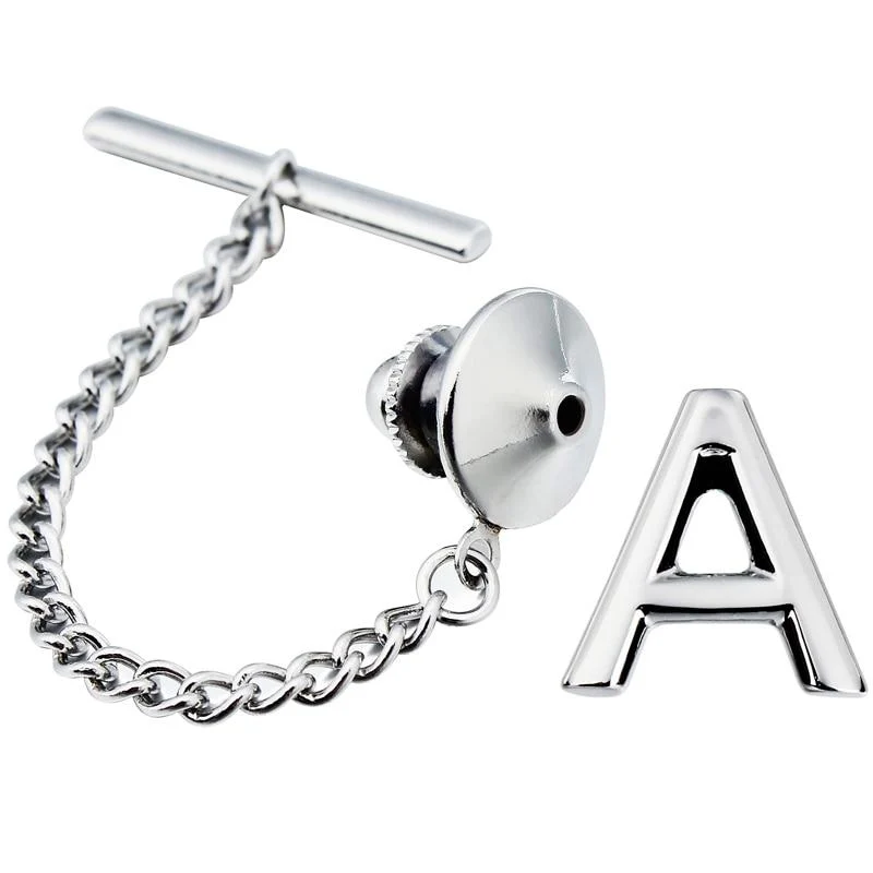 Sophisticated Pisacorbatas personalizado con monograma en tono plateado Verified