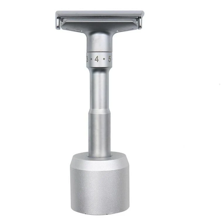 Superior Maquinilla de afeitar ajustable de doble filo con soporte y cuchillas Stylish