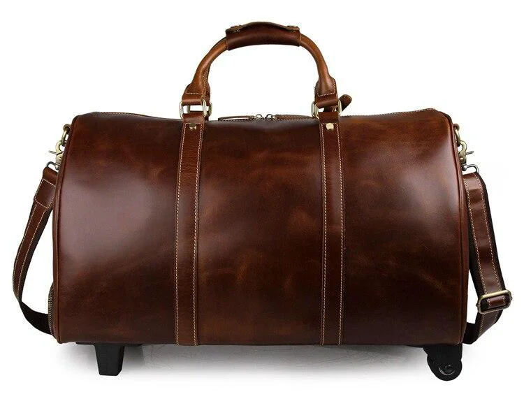 Traditional Theodore Bolso Trolley Duffel de piel plena flor High-Grade