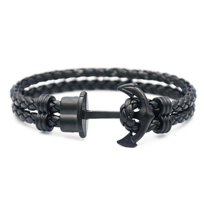 Breathable Oliver Ancla pulsera de cuero trenzado Pure