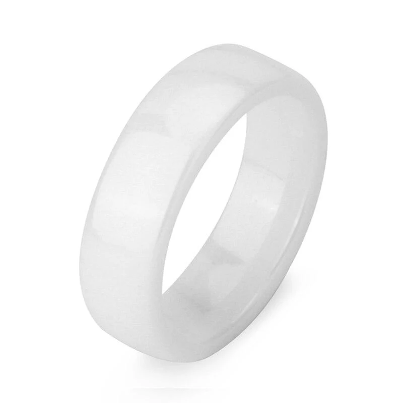 Official Anillo de cerámica pulida blanca lisa Refined