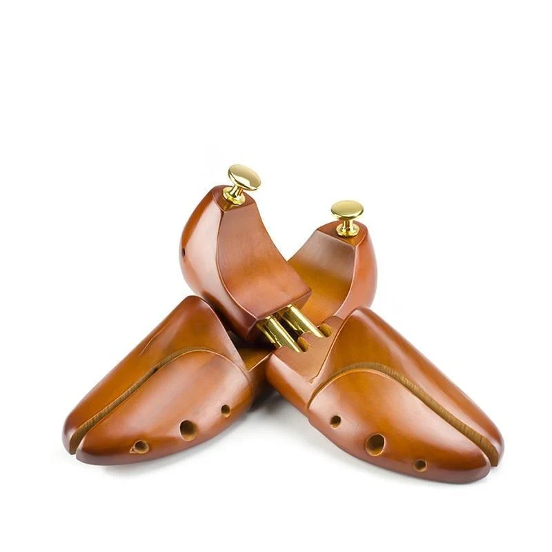 Eco-Friendly Árbol de zapatos ajustable de madera de cedro rojo del tubo gemelo 1 par Green