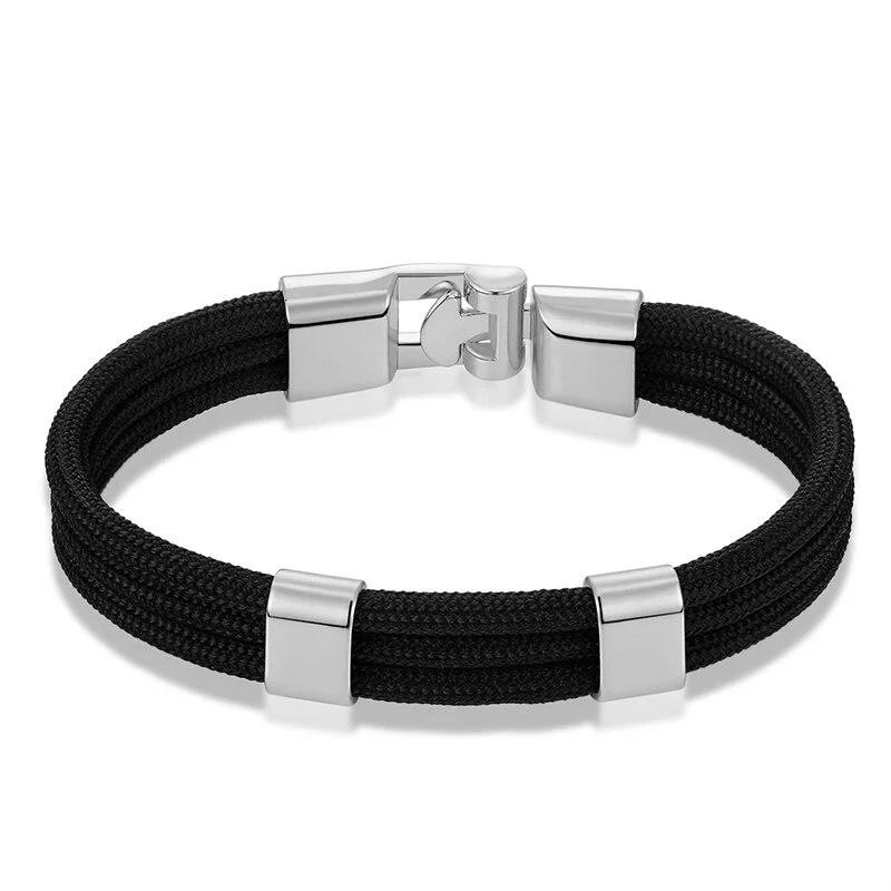 Responsible Gianluigi Pulsera de cuerda náutica con hebilla plateada Casual
