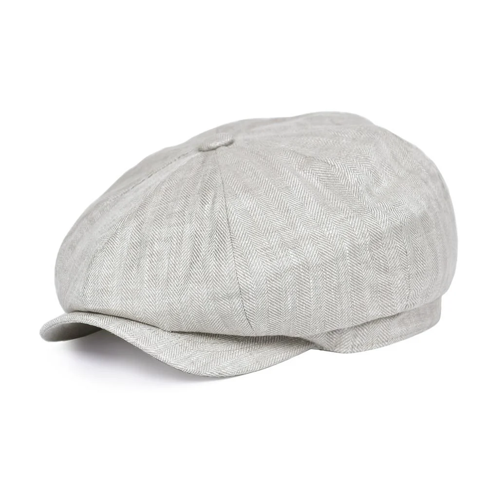 Exclusive Herringbone Lino Newsboy Gorra Reusable