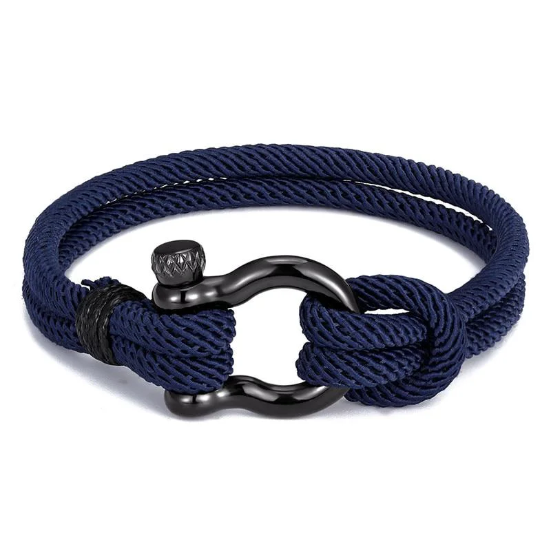 Advanced gordi Brazalete de cuerda maciza con grillete de herradura oscuro Crafted