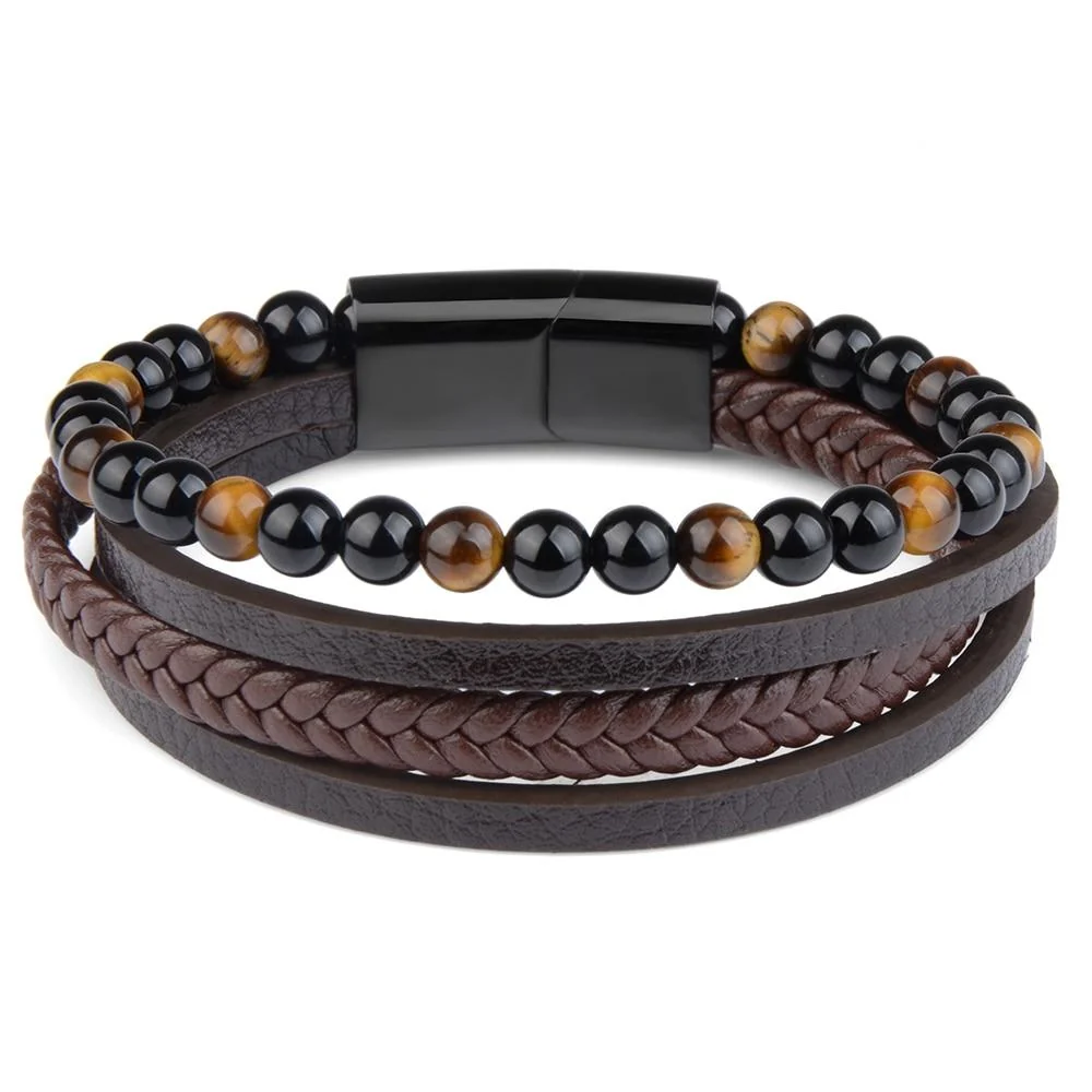 Soft Kenneth Pulsera de cuero multicapa con cierre magnético Fast