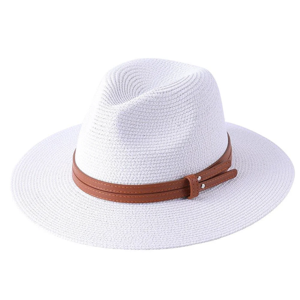 Versatile Málaga Panama Sombrero con cinta de cuero Fine