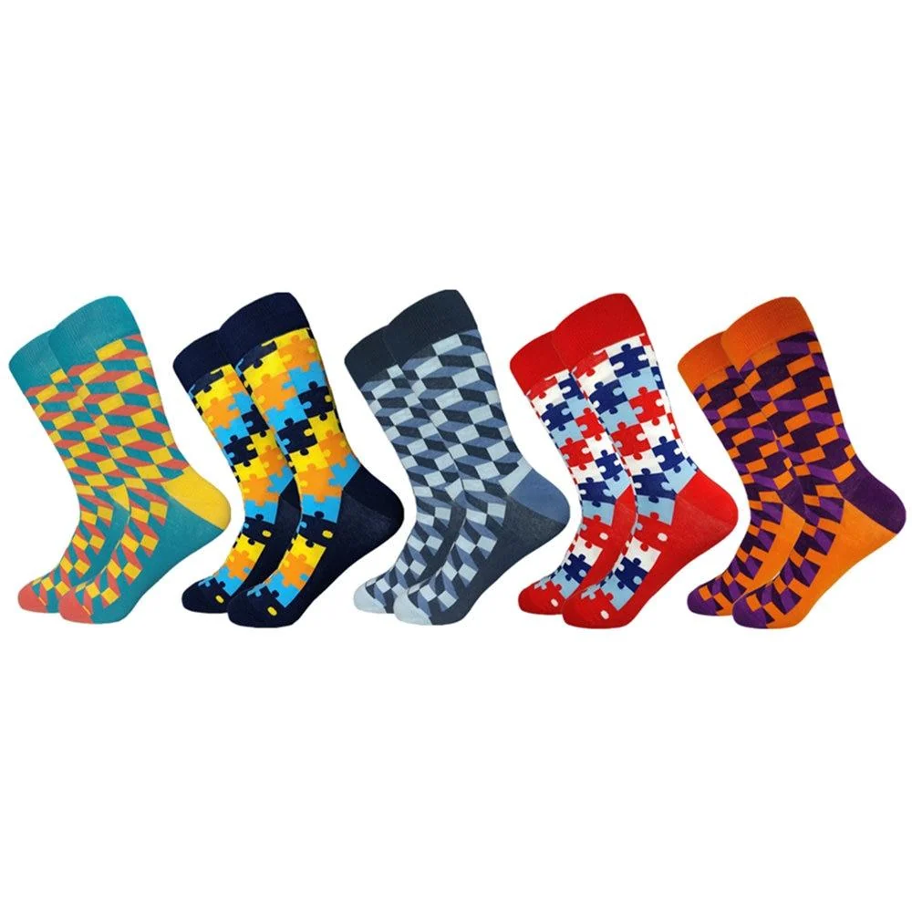 Proven Juego de calcetines casuales Puzzle Mix de alto algodón Smart