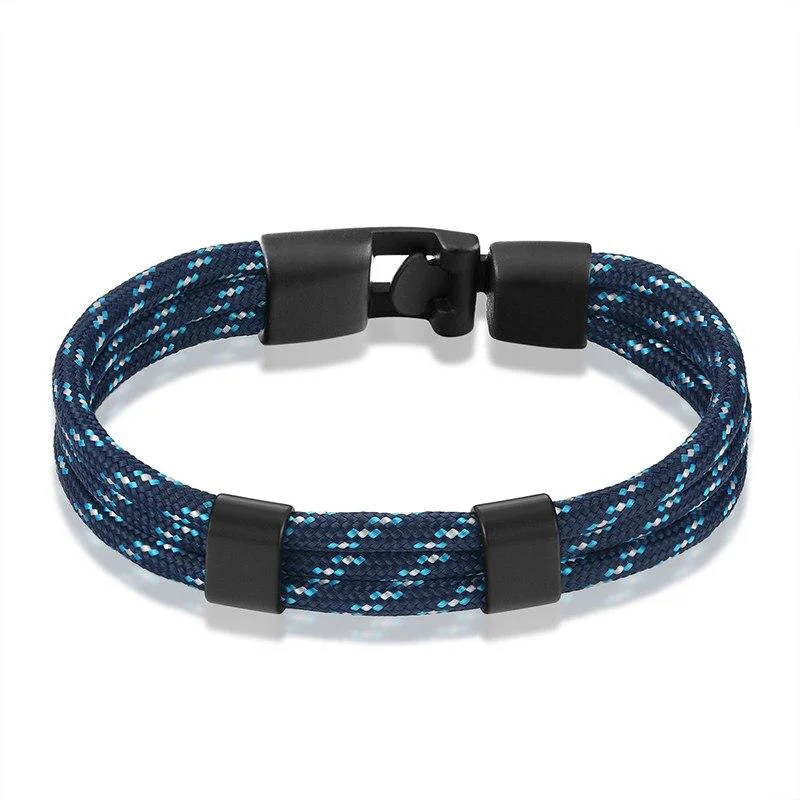 Reliable Gianluigi Pulsera de cuerda náutica con hebilla negra mate Top-Quality