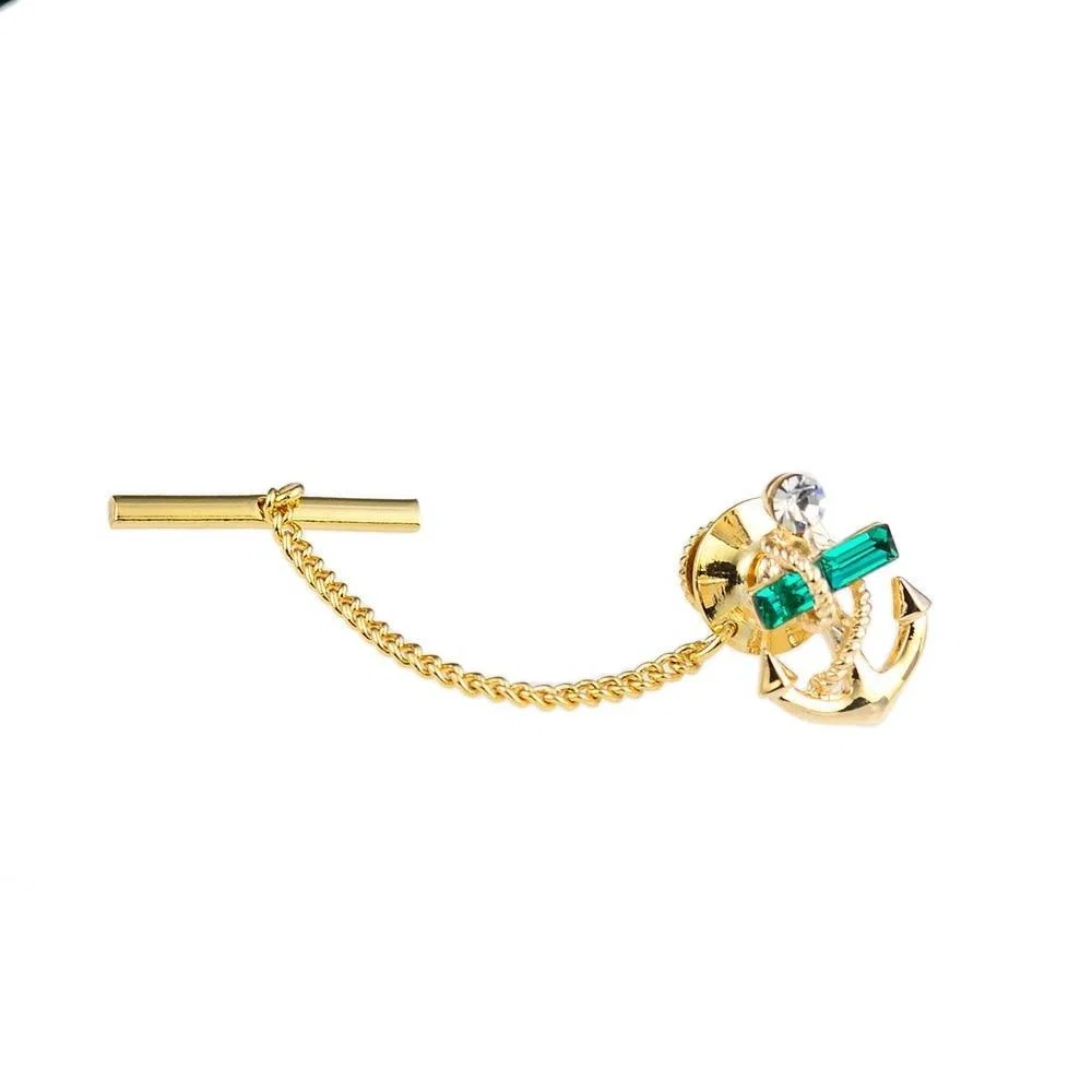 Organic Gold-Tone Anchor Tie Tack Safe