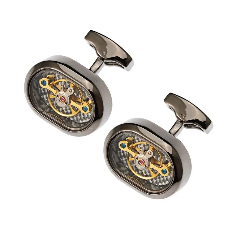 Trusted Mechanical Movement Tourbillon Cufflinks Solid