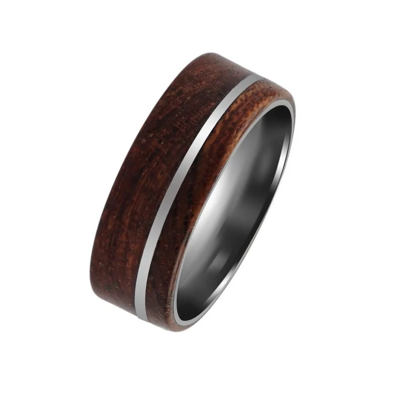 Trendy Sandalwood Stainless Steel Ring Innovative