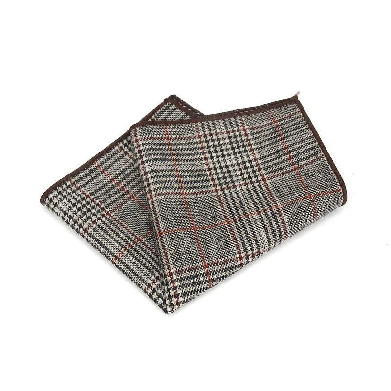 Top-Quality Tartan Plaid Grey Wool Pocket Square Relaxed