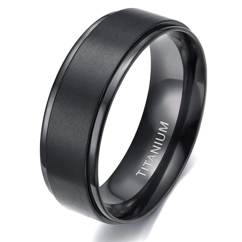 Eco-Friendly Brushed Black Titanium Ring Fast