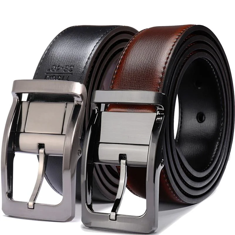 High-Performance Gianluigi Reversible Leather Belt With Rotated Buckle Elite