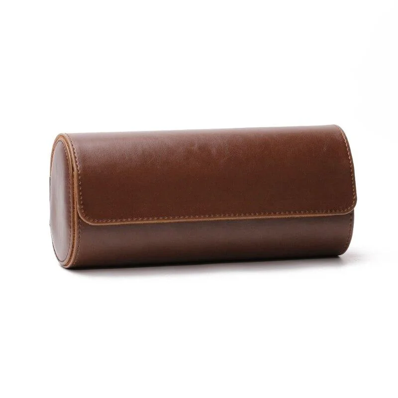 Optimized Joseph 3 Slots Solid Watch Roll Travel Leather Case Easy-to-Use