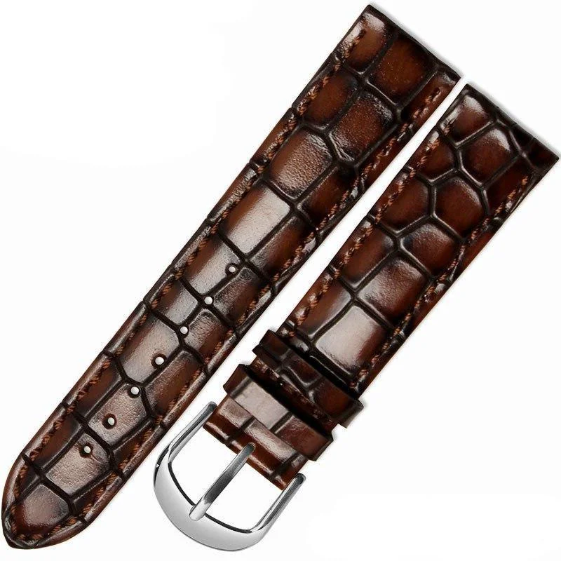 Contemporary Silvio Embossed Leather Watch Strap With Silver Buckle Practical