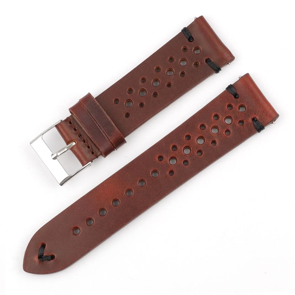 Next-Generation Hubert Handmade Italian Leather Rally Watch Strap With Tang Buckle Lightweight