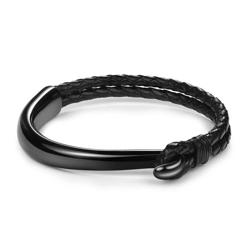 Original Design Dolfo Metal Hook Leather Braided Bracelet Unique