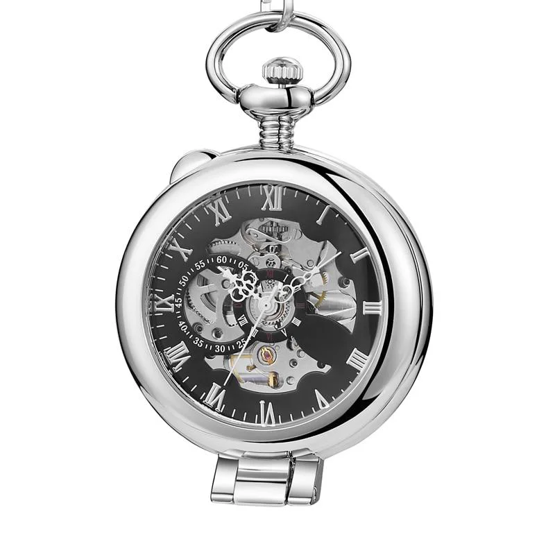Artisan Olaf Orkina Mechanical Skeleton Pocket Watch Silver Secure