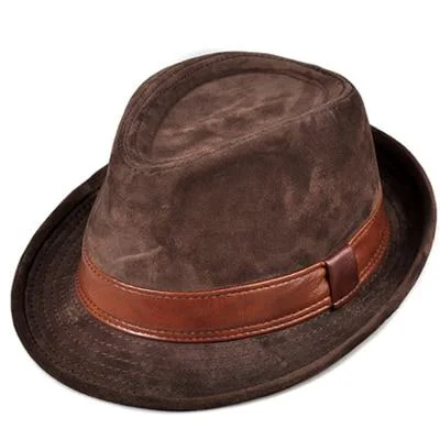 Minimalist Suede Leather Trilby Hat Versatile