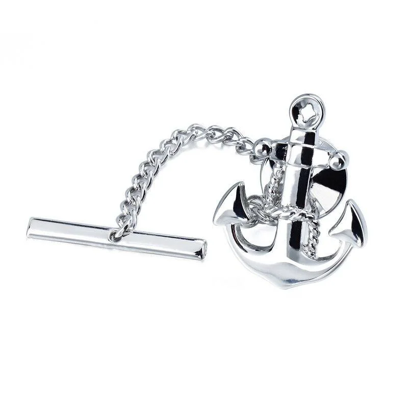 Selected Silver-Tone Anchor Tie Tack Secure