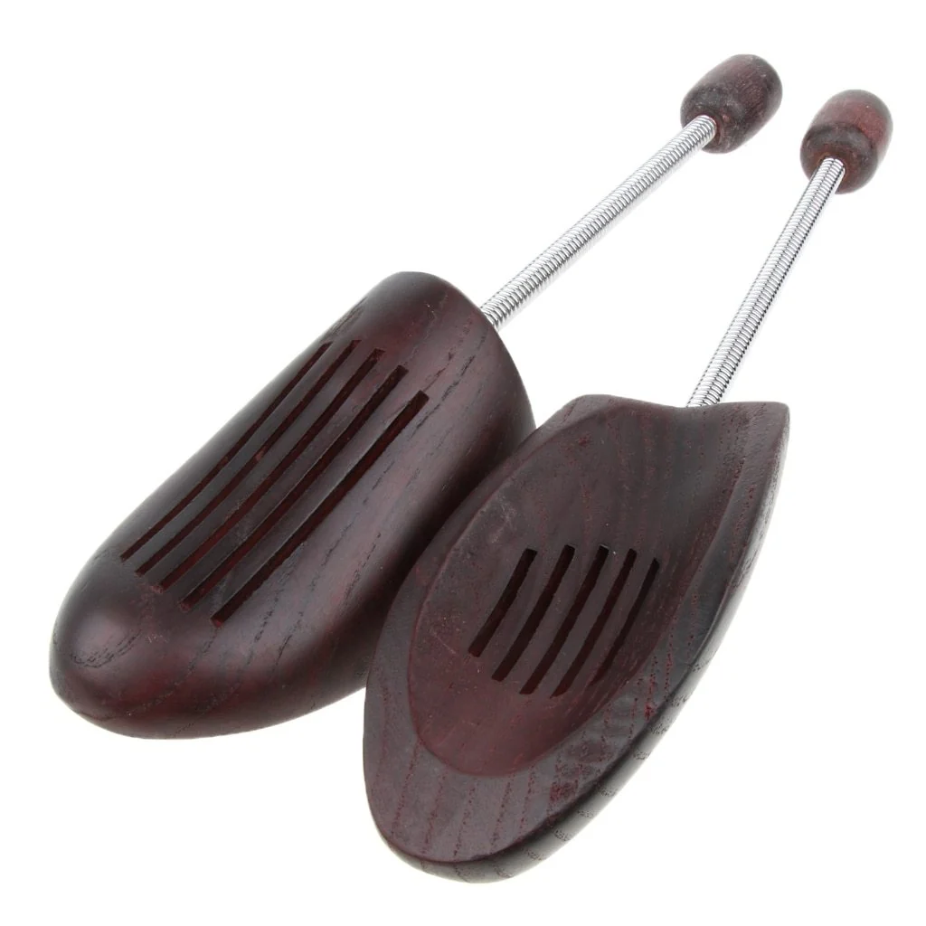 Premium Elastic Wooden Dark Brown Shoe Tree 1 Pair High-Quality