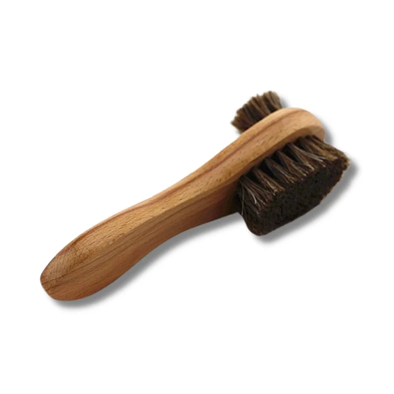 Natural Arturo Double-Sided Horse Hair Wooden Shoe Brush Reusable
