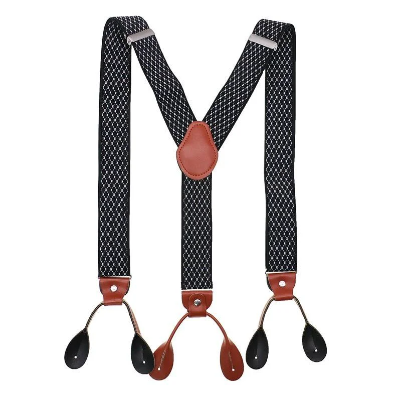 Dependable Hugo Brown Leather Button End Tuxedo Suspenders 35mm User-Friendly