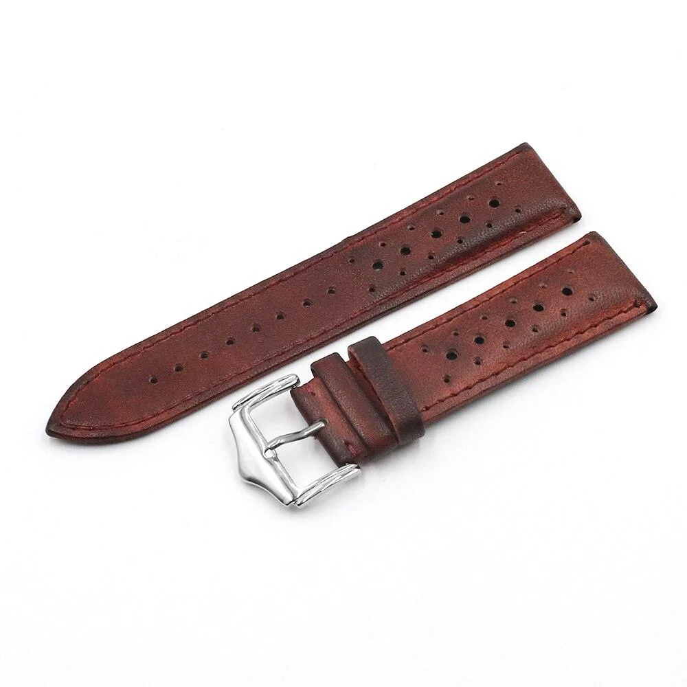 Safe Alphonse Leather Rally Watch Strap With Tang Buckle Smooth